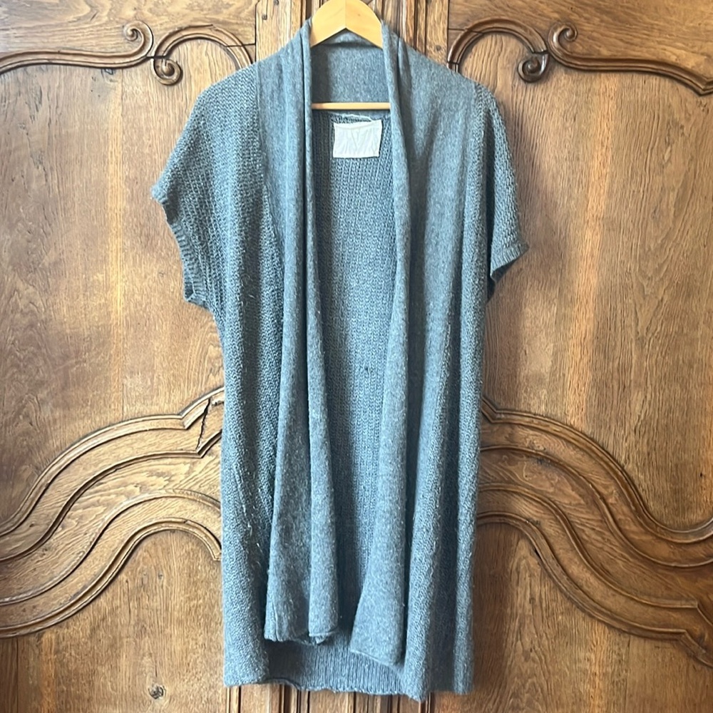 Loft Gray Open-Front Sweater Cardigan